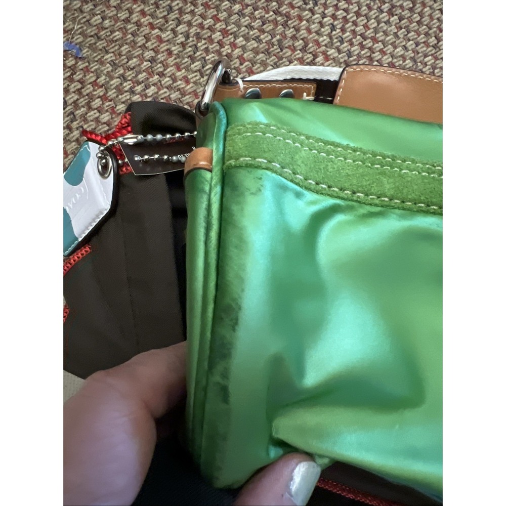 NEW COACH satin BARREL shoulder bag purse Y2k 10666 Emerald Green NWT Soho - Picture 10 of 14